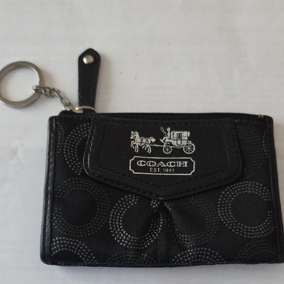 Coach Black Circle Pattern Keychain Wallet EUC - Picture 1 of 3
